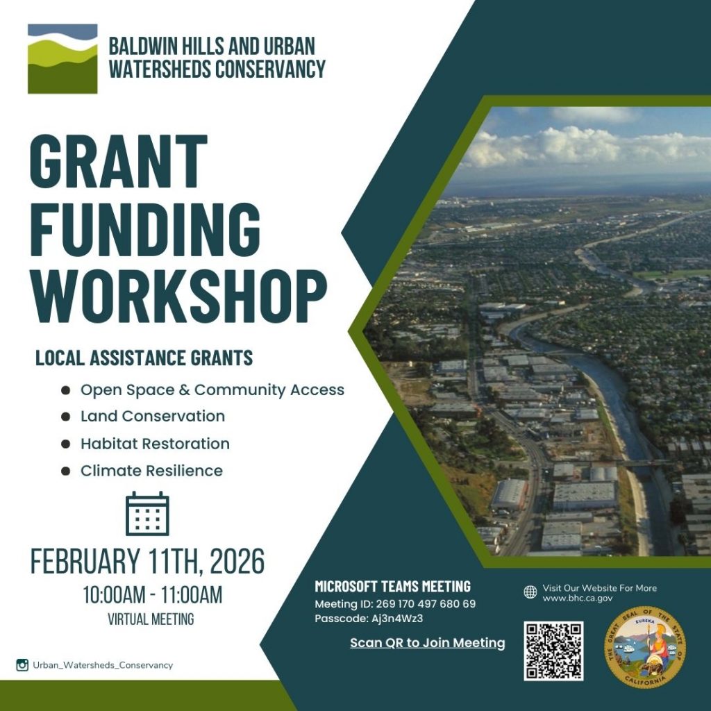 the Balwin Hills and Urban Watersheds Conservancy will be hosting a virtual Grant Funding Workshop on Wednesday, Feburary11th from 10am to 11am. Please Scan the QR code for  the Microsoft Teams meeting link